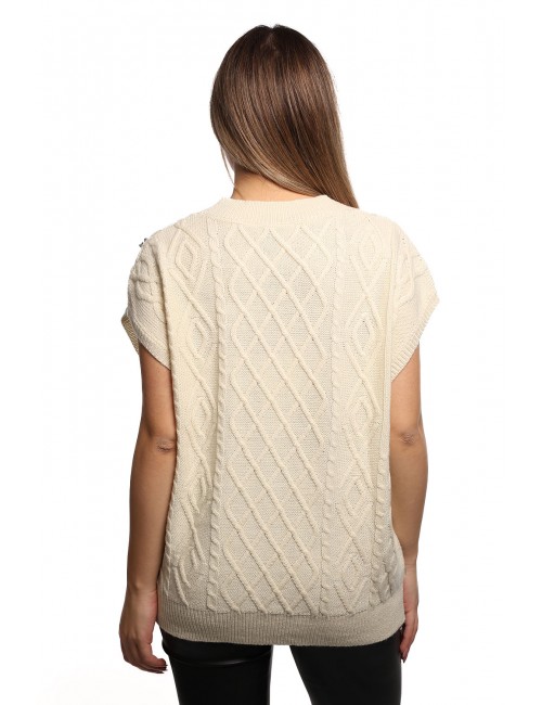 maglione a gilet jijil DONNA 0913 VANIGLIA - JPI25MK009 vista posteriore