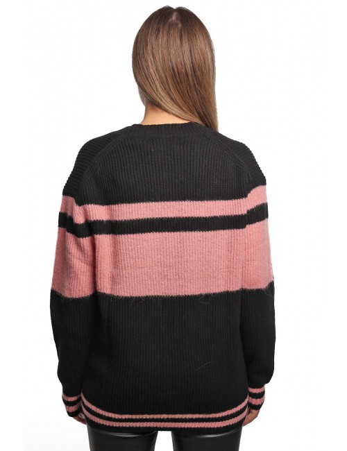 cardigan sun68 DONNA 1157 NERO E ROSA SCURO - K45263 vista posteriore