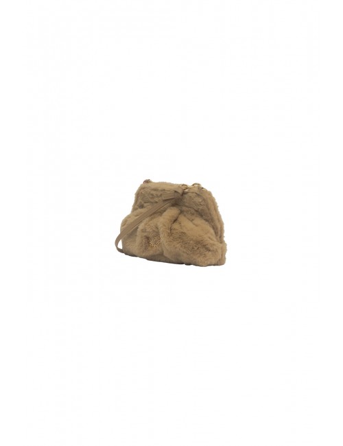 pochette secret pon pon DONNA CAMEL - MARGARET FUR CLUTCH S vista laterale