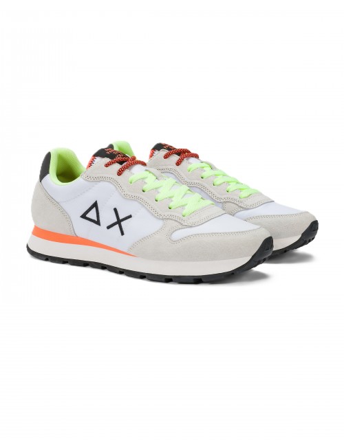 scarpe sun68 UOMO 01 BIANCHE - Z36102 TOM FLUO vista frontale
