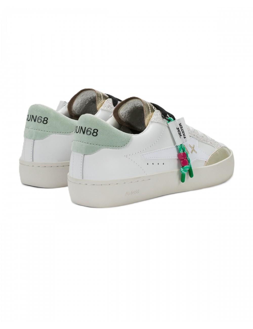 scarpe sun68 DONNA 0128 BIANCO/VERDE ACQUAMARINA - Z36242 KATY LEATHER vista posteriore