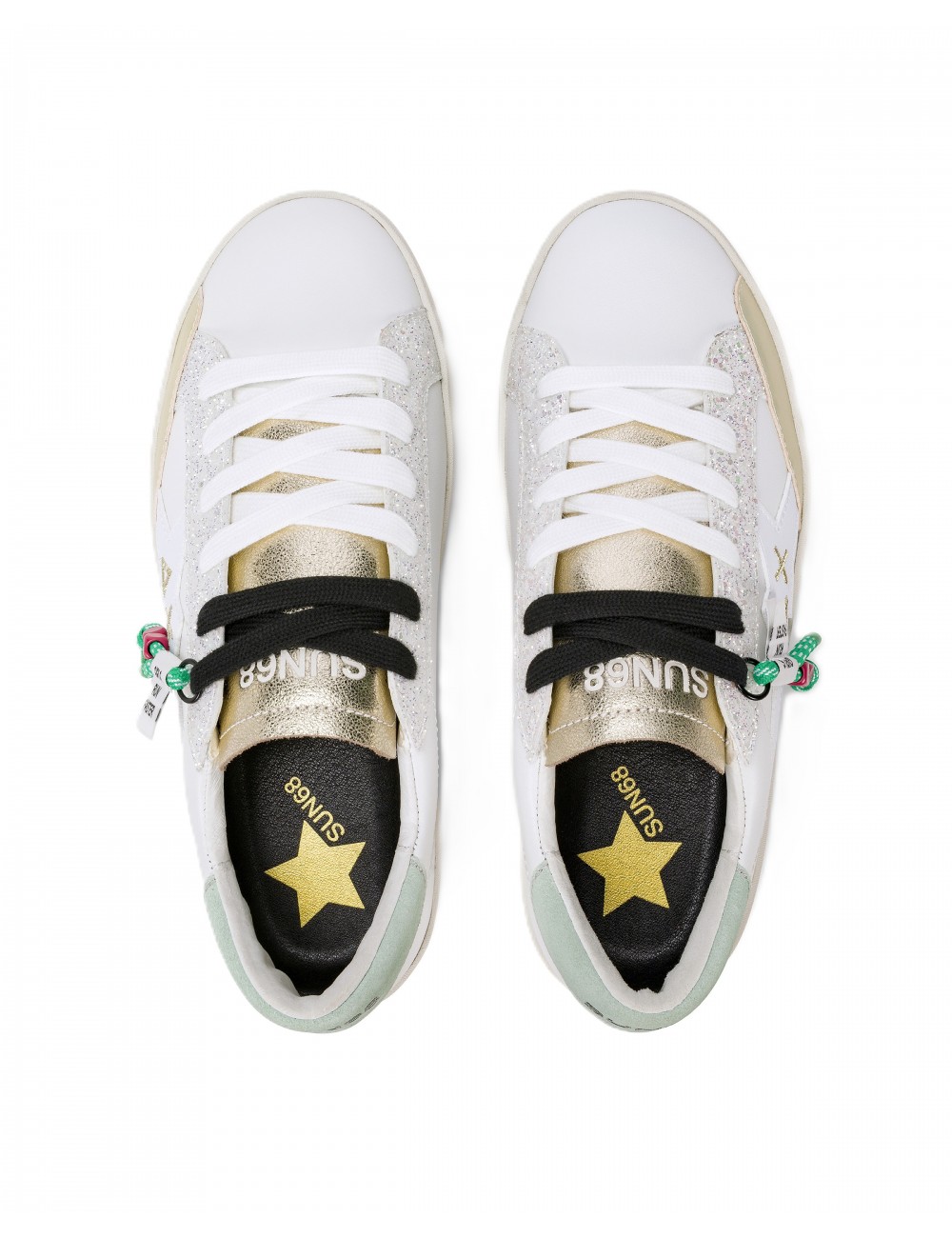 scarpe sun68 DONNA 0128 BIANCO/VERDE ACQUAMARINA - Z36242 KATY LEATHER vista superiore