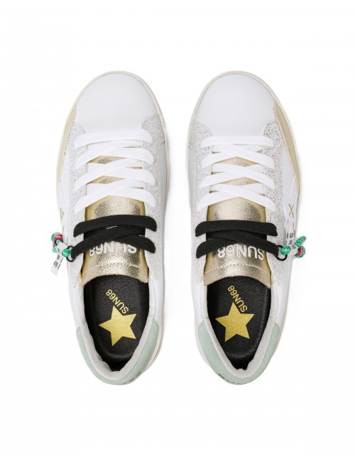 scarpe sun68 DONNA 0128 BIANCO/VERDE ACQUAMARINA - Z36242 KATY LEATHER vista superiore