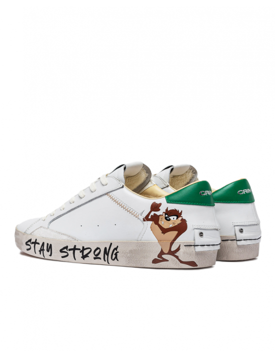 scarpe crime london UOMO BIANCHE - DISTRESSED - 14009PP7.10 vista laterale