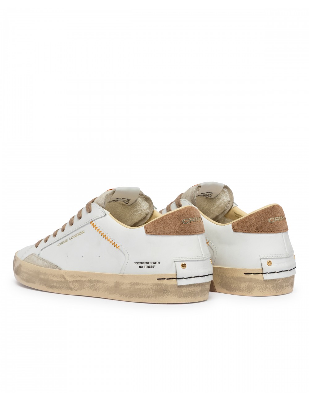 scarpe crime london UOMO BIANCHE - DISTRESSED LO - 19002PP8.10 vista posteriore