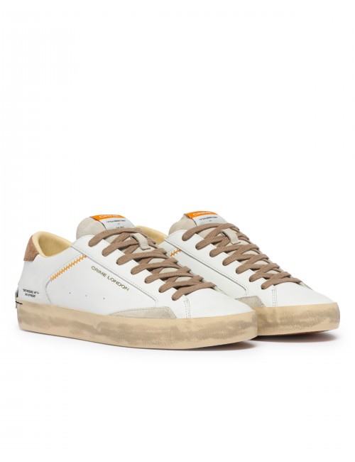 scarpe crime london UOMO BIANCHE - DISTRESSED LO - 19002PP8.10 vista frontale