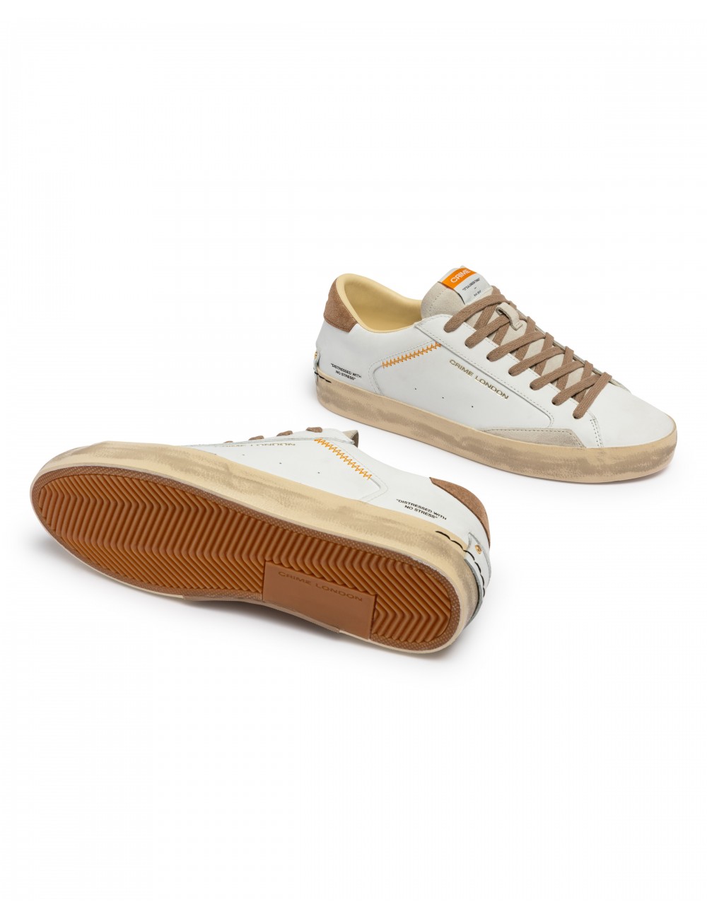 scarpe crime london UOMO BIANCHE - DISTRESSED LO - 19002PP8.10 vista dettaglio