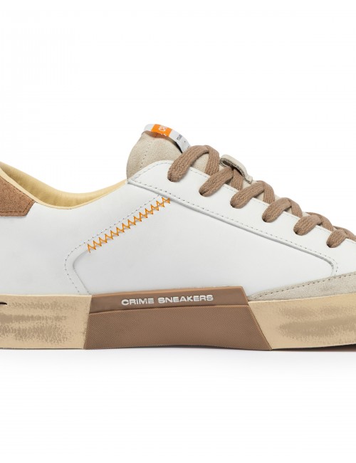 scarpe crime london UOMO BIANCHE - DISTRESSED LO - 19002PP8.10 vista dettaglio laterale