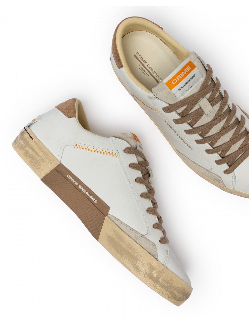 scarpe crime london UOMO BIANCHE - DISTRESSED LO - 19002PP8.10 vista superiore