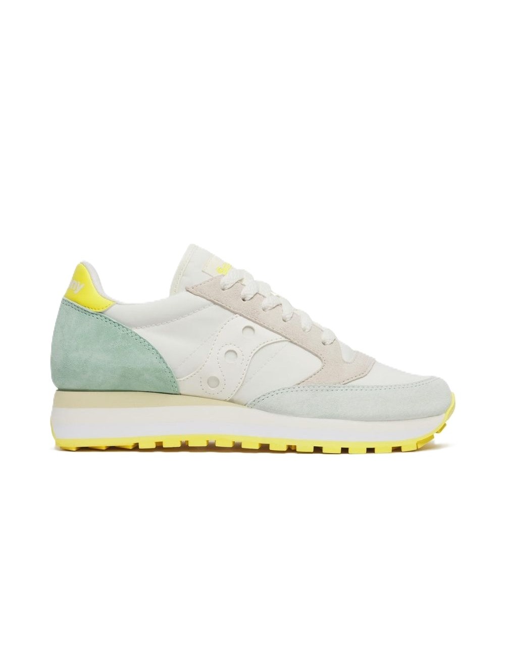 scarpe saucony DONNA BIANCHE E VERDE ACQUA IVORY/AQUA - JAZZ TRIPLE - S60530-61 vista laterale
