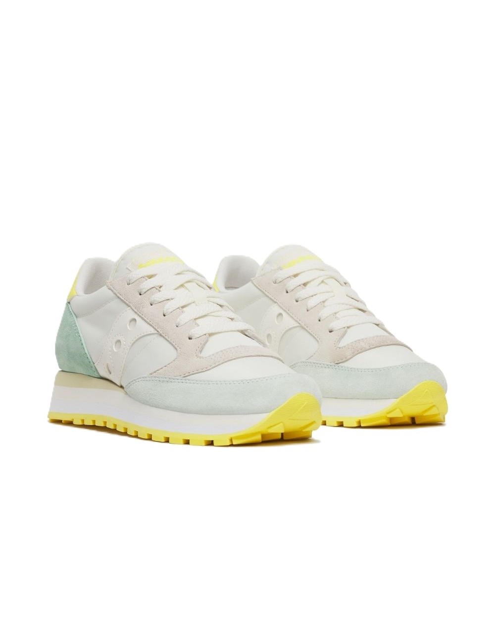 scarpe saucony DONNA BIANCHE E VERDE ACQUA IVORY/AQUA - JAZZ TRIPLE - S60530-61 vista laterale