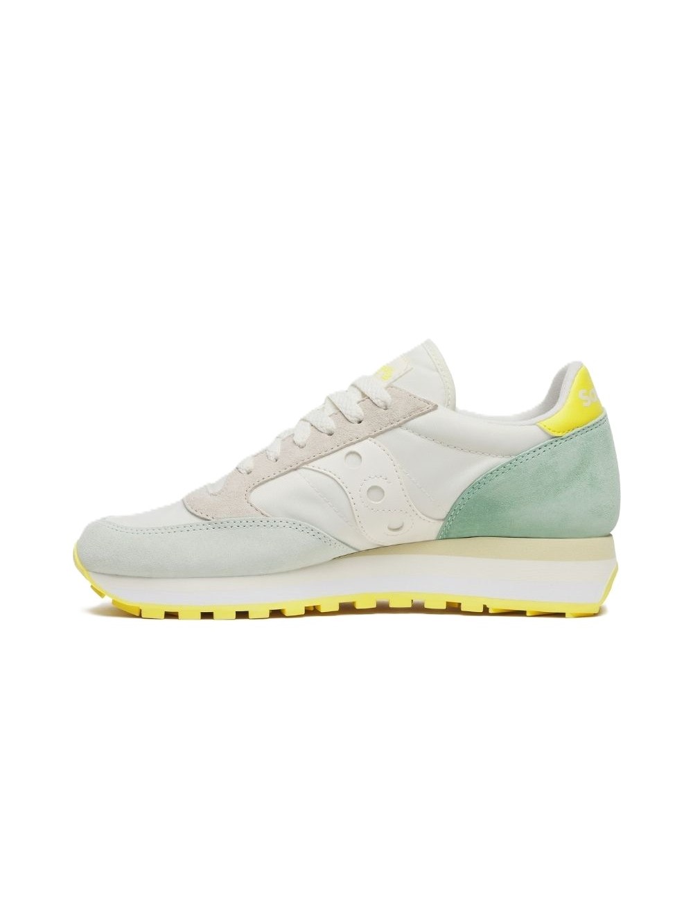 scarpe saucony DONNA BIANCHE E VERDE ACQUA IVORY/AQUA - JAZZ TRIPLE - S60530-61 vista laterale 2