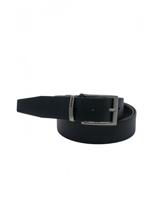 cintura reversibile momodesign UOMO BLACK E BLUE - MO-91CN vista frontale blu