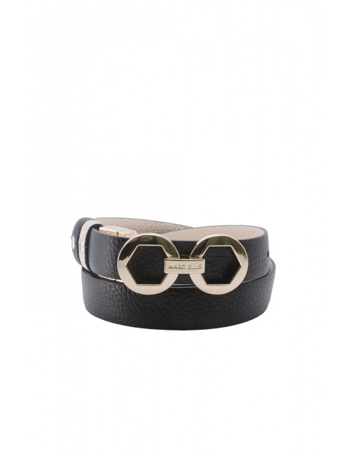 cintura reversibile marc ellis DONNA BEIGE-BLACK/GOLD - ME BELT-172 DO vista frontale nera