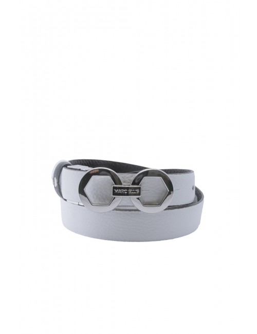 cintura reversibile marc ellis DONNA BLACK-OFF BLANC/SILVER - ME BELT-172 DO vista frontale bianca