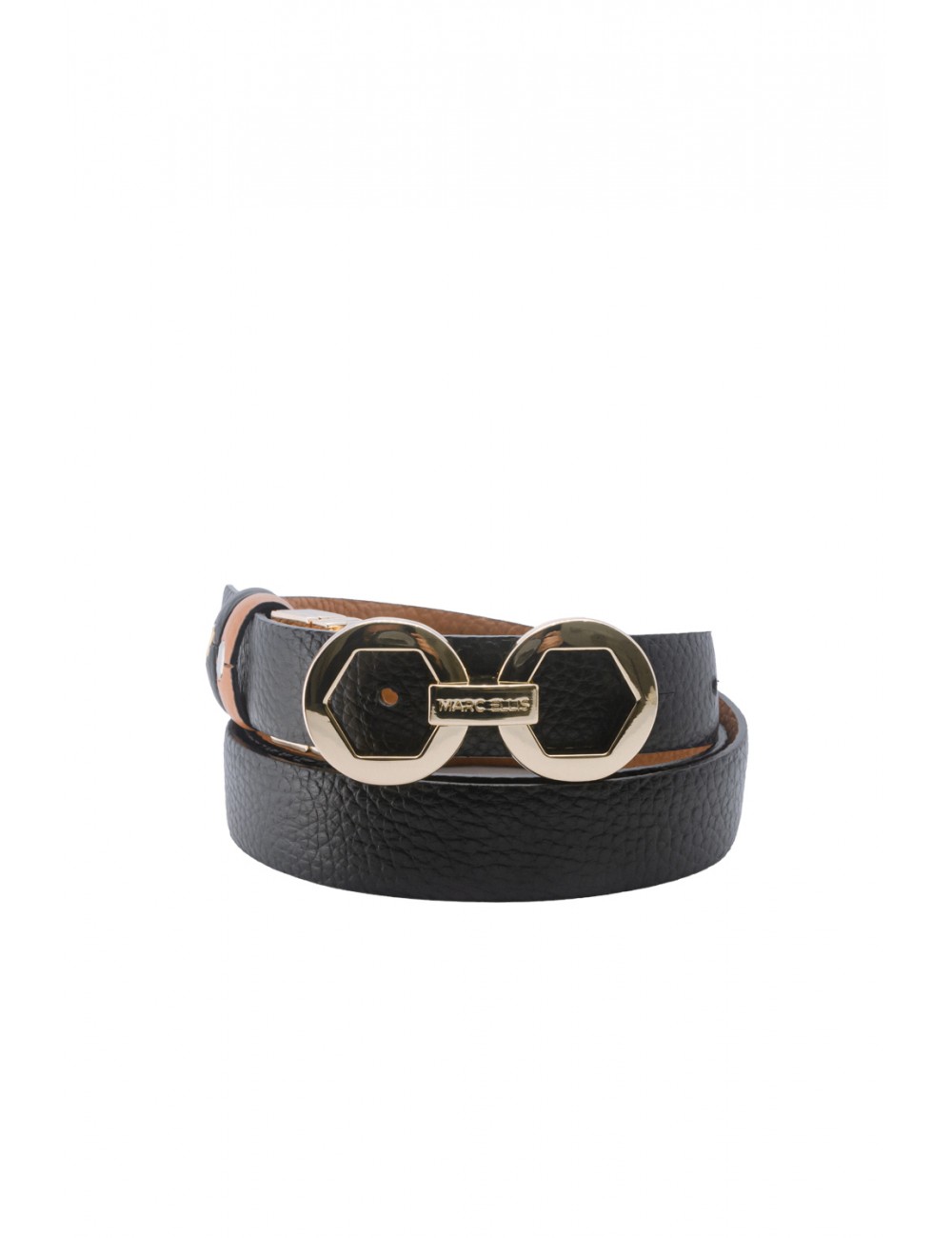cintura reversibile marc ellis DONNA TAN-BLACK/GOLD - ME BELT-172 DO vista frontale cuoio