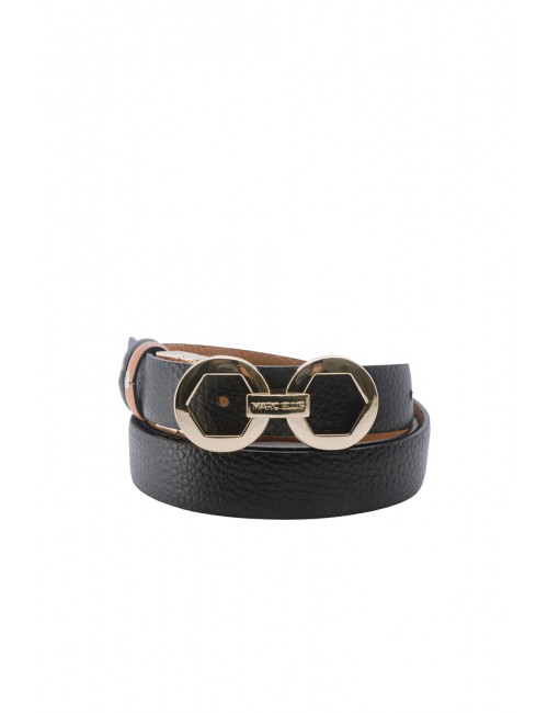 cintura reversibile marc ellis DONNA TAN-BLACK/GOLD - ME BELT-172 DO vista frontale nera