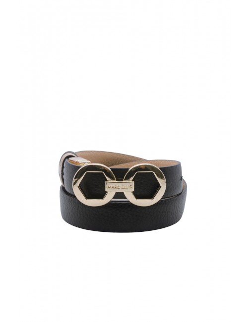 cintura reversibile marc ellis DONNA MOKA MOUSSE-BLACK/GOLD - ME BELT-172 DO vista frontale nera