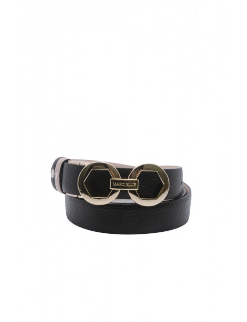 cintura reversibile marc ellis DONNA NUDE-BLACK/GOLD - ME BELT-172 DO vista frontale nera