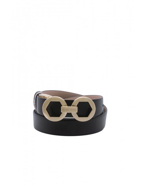 cintura reversibile marc ellis DONNA NUDE-BLACK/GOLD - ME BELT-174 BX vista frontale nera