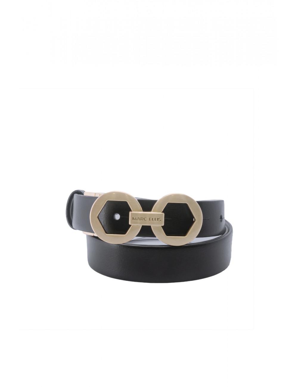cintura reversibile marc ellis DONNA BLACK-OFF BLANC/GOLD - ME BELT-174 BX vista frontale nera