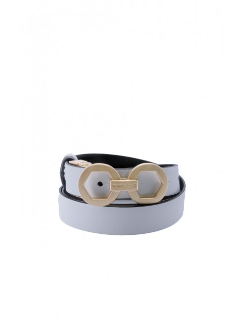 cintura reversibile marc ellis DONNA BLACK-OFF BLANC/GOLD - ME BELT-174 BX vista frontale bianca