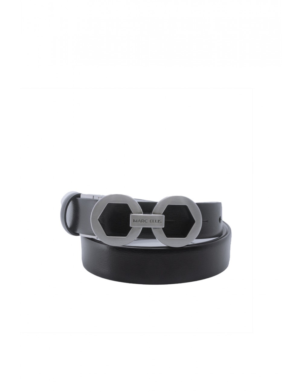 cintura reversibile marc ellis DONNA BLACK-OFF BLANC/SILVER - ME BELT-174 BX vista frontale nera