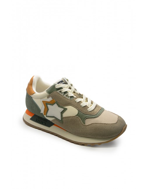 scarpe atlantic stars UOMO AVORIO E VERDI 0101 WHITE BEIGE - DRAC1010 vista frontale