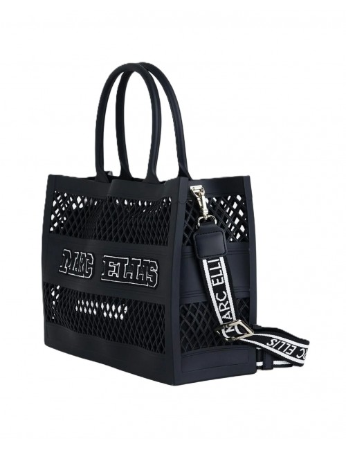 borsa marc ellis DONNA BLACK E LIGHT GOLD - FLAT SPONGE M vista laterale