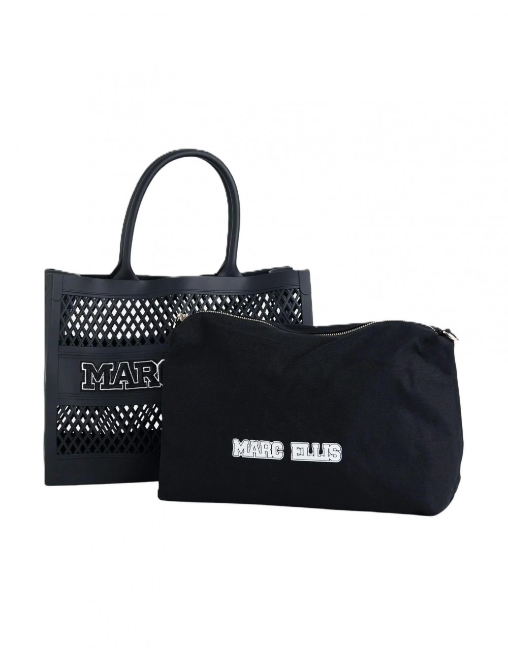 borsa marc ellis DONNA BLACK E LIGHT GOLD - FLAT SPONGE M vista frontale