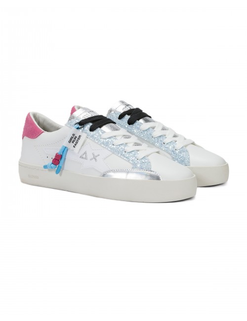 scarpe sun68 DONNA 0105 BIANCO/AZZURRO -  Z36242 KATY LEATHER vista frontale