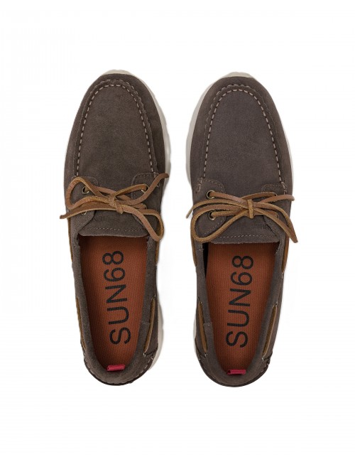 mocassini sun68 UOMO 08 MARRONI - Z36113 TOM BARCA SUEDE vista superiore