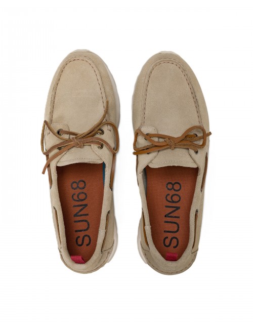 mocassini sun68 UOMO 16 BEIGE - Z36113 TOM BARCA SUEDE vista superiore