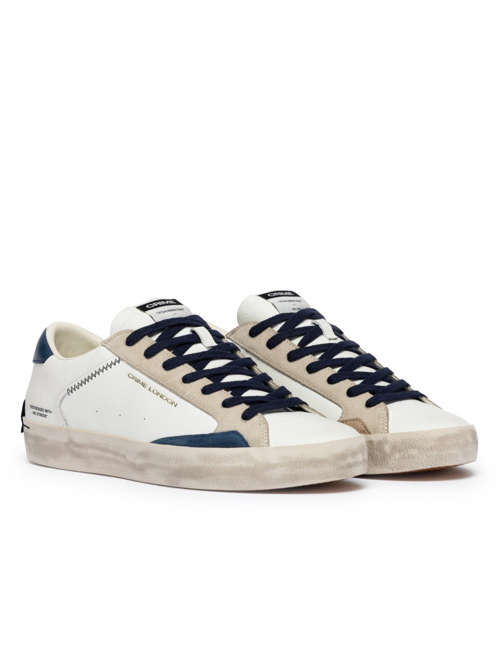 scarpe crime london UOMO BIANCHE - DISTRESSED LO - 19003PP8.10 vista laterale