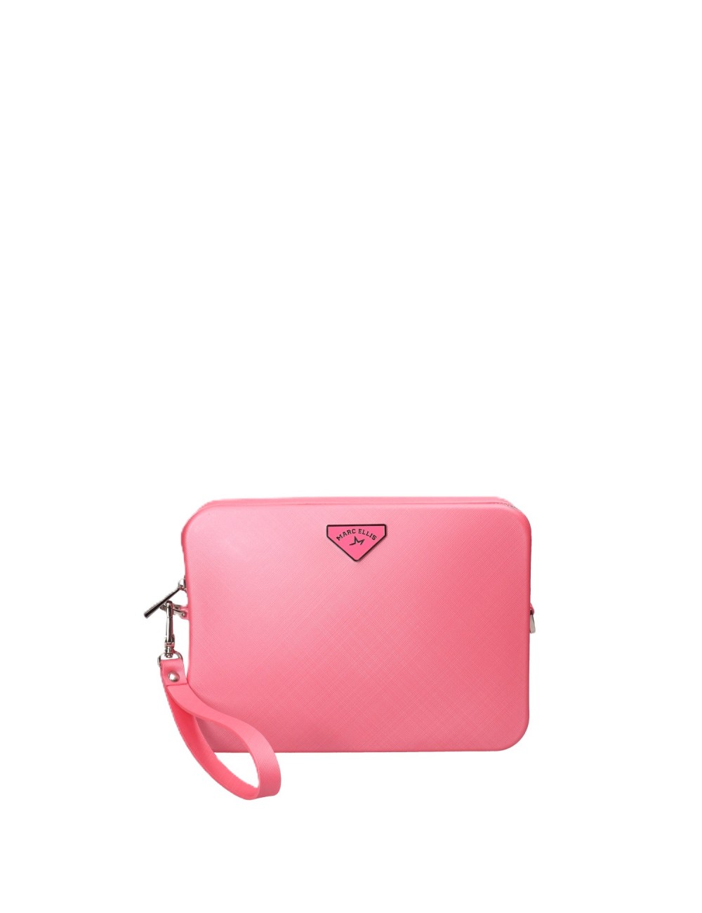 borsa marc ellis ROSA FLUO E ARGENTO PINK LEMONADE/SILVER - FLAT FLOWE 26 vista frontale