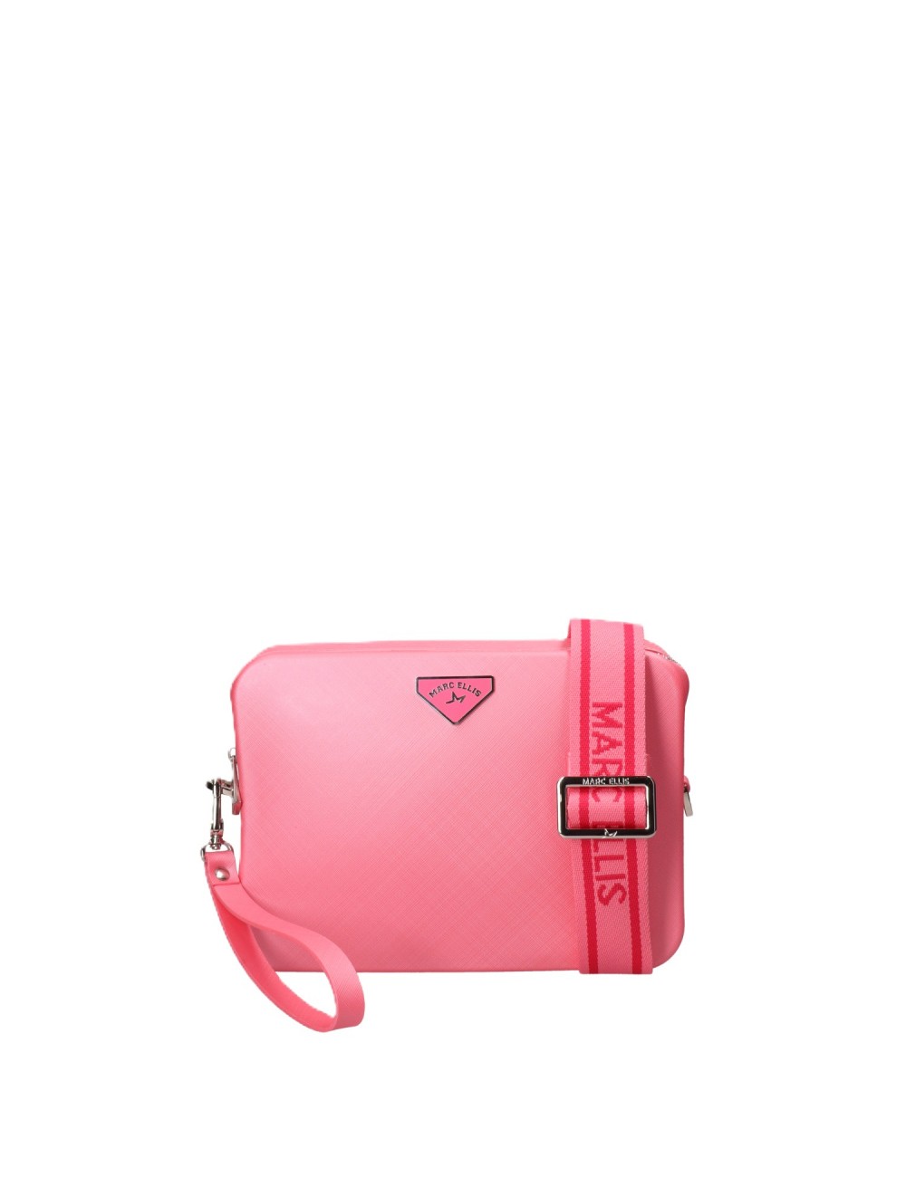 borsa marc ellis ROSA FLUO E ARGENTO PINK LEMONADE/SILVER - FLAT FLOWE 26 vista frontale