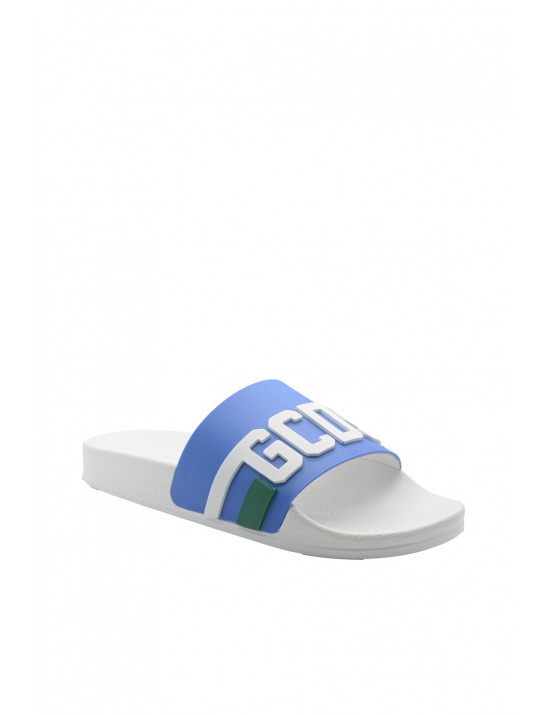 ciabatte gcds UOMO BIANCHE BLUE-WHITE-GREEN - GCU1139 513 vista laterale