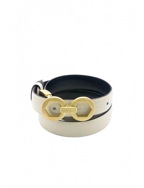 cintura reversibile marc ellis DONNA BEIGE-BLACK/GOLD - ME BELT-174 BX  vista frontale beige