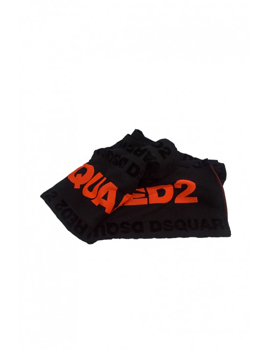 telo mare dsquared2 UNISEX NERO E ARANCIONE - D7P006610.015 vista frontale