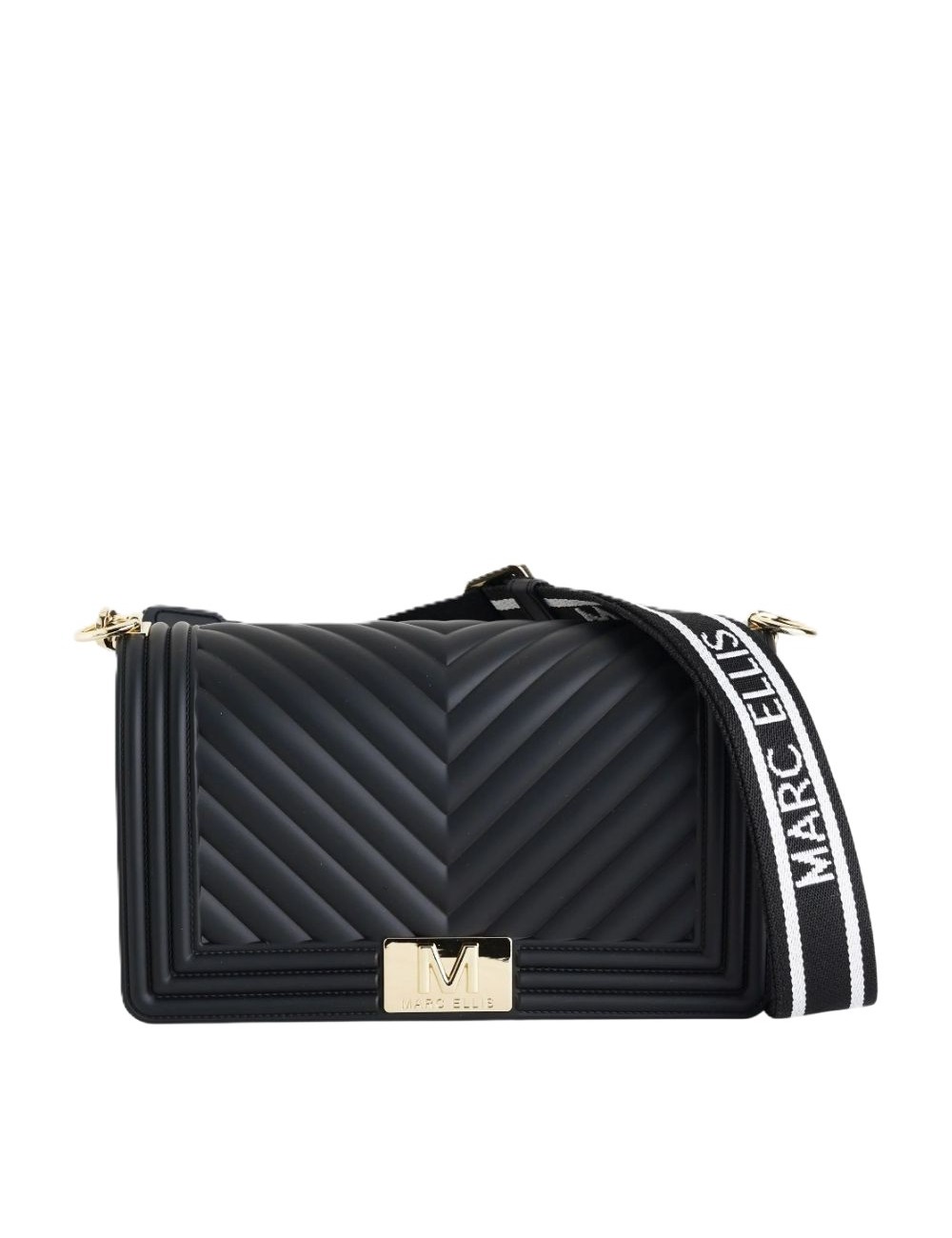 borsa marc ellis DONNA BLACK E LIGHT GOLD - FLAT M 26 vista frontale