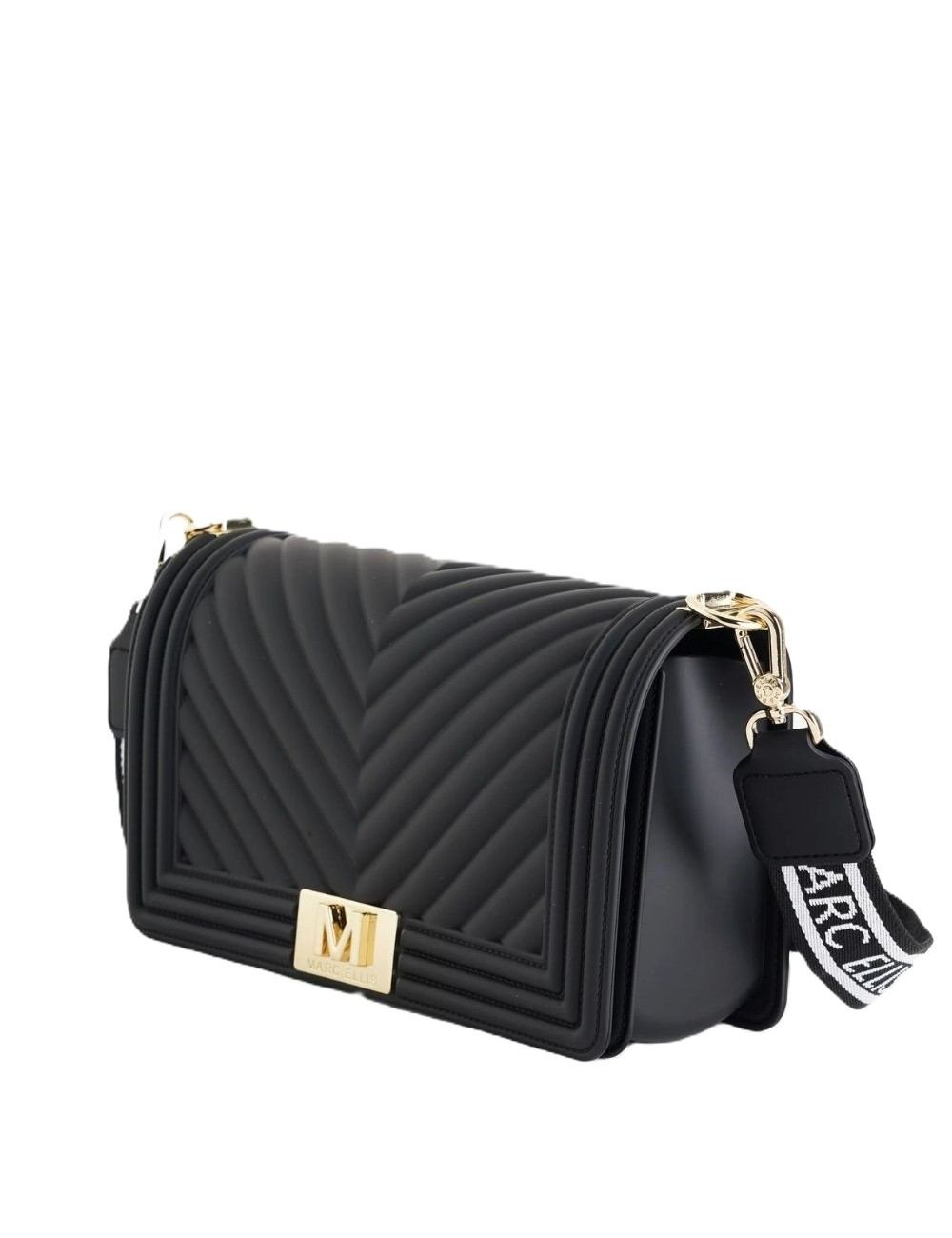 borsa marc ellis DONNA BLACK E LIGHT GOLD - FLAT M 26 vista frontale