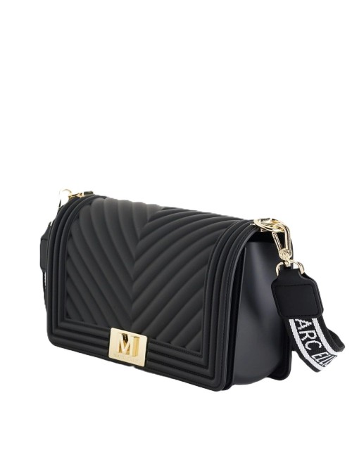 borsa marc ellis DONNA BLACK E LIGHT GOLD - FLAT M 26 vista laterale