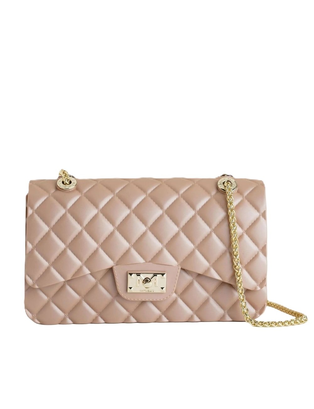 borsa marc ellis DONNA BEIGE SCURO E ORO MOKA MOUSSE/LIGHT GOLD - FLAT FALCON M 26 vista frontale