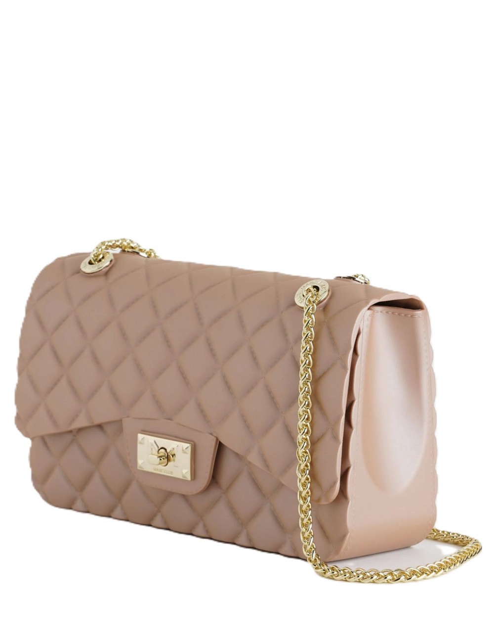 borsa marc ellis DONNA BEIGE SCURO E ORO MOKA MOUSSE/LIGHT GOLD - FLAT FALCON M 26 vista frontale