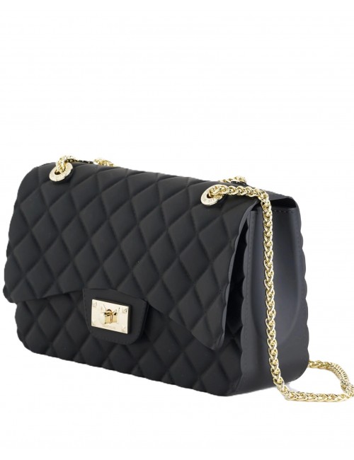 borsa marc ellis DONNA BLACK E LIGHT GOLD - FLAT FALCON M 26 vista laterale