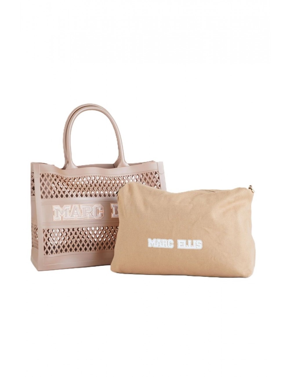 borsa marc ellis DONNA BEIGE SCURO E ORO MOKA MOUSSE/LIGHT GOLD - FLAT SPONGE M vista frontale