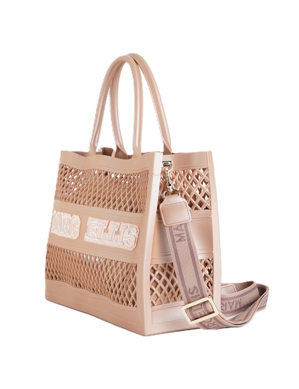 borsa marc ellis DONNA BEIGE SCURO E ORO MOKA MOUSSE/LIGHT GOLD - FLAT SPONGE M vista laterale