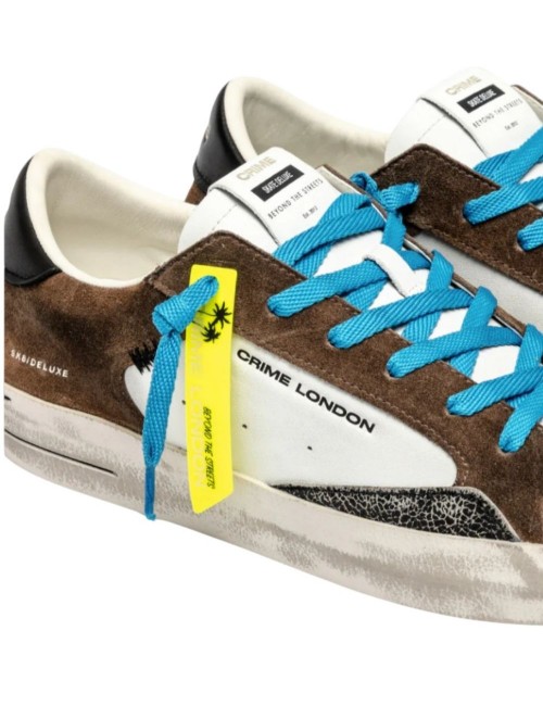 scarpe crime london UOMO BIANCHE E MARRONI - SK8 DELUXE - 11107AA8.60 vista dettagli