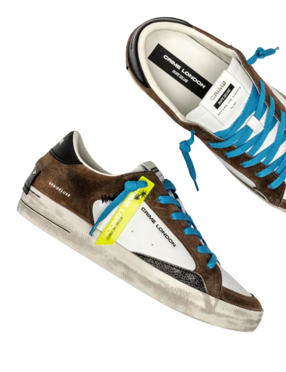 scarpe crime london UOMO BIANCHE E MARRONI - SK8 DELUXE - 11107AA8.60 vista superiore