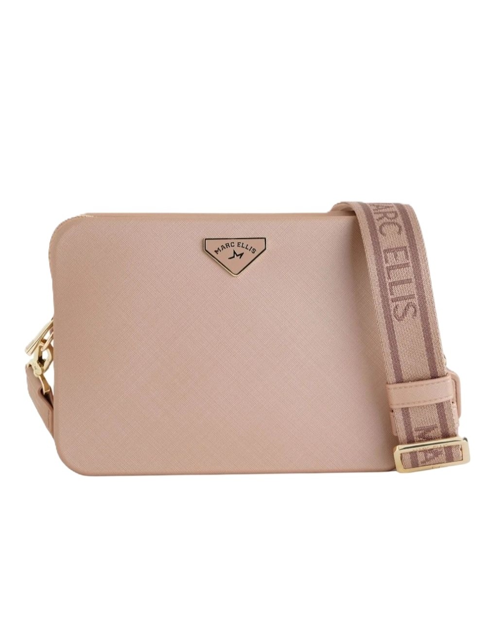 borsa marc ellis DONNA BEIGE SCURO E ORO MOKA MOUSSE/LIGHT GOLD - FLAT FLOWE 26 vista frontale